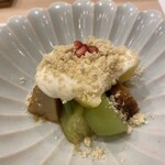 蕎麦割烹  倉田 - シャインマスカット、イチジク、マスカルポーネチーズ、水茄子、粟麩、