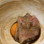 蕎麦割烹  倉田 - 山形牛サーロイン シャブシャブ、卵黄添え