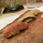 蕎麦割烹  倉田 - 握り3貫 鮃昆布締め 鰆 マグロトロ