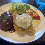 Revo - 白身魚のフライとハンバーグ