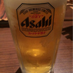 とんかつ酒房　壱 - 生ビール（４５０円）。すべて税込み価格表示。