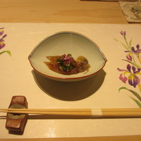 鯛良 白金店 - 生ホタルイカ沖漬け　葉わさび、長芋、めかぶ、花穂