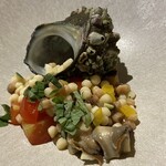 MOON TERRASSE (SHONAI HOTEL SUIDEN TERRASSE) - 由良産サザエとトマトフレゴラの冷製パスタ