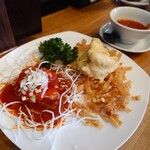 広東家庭料理おかむら - おすすめのエビチリとマヨネーズソースの2色盛り、旨い❗