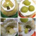 かき氷&デザート&カフェ ボンジョルネ - 完熟生メロン氷2,000円、プレミアムシャインマスカット氷2,500円✨上から＆中♪ゴロッと果実！メロン×レモンゼリーや、マスカット×ブルーベリーシロップを合わせてくるセンスも大好き♡