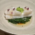 温石 - かます　モロヘイヤ　叩き葱ソース♡