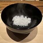 温石 - 新米の煮えばな。お米がたって、甘くて熱くて美味し♡