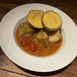 grege - カボチャ、ナス、サツマイモと魚介のスープ