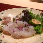 日本料理 吟 - 天然ふぐの刺身アップ