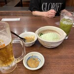 山内農場 - チャージお通し二人前　990円　中生ビール　581円　緑茶　383円