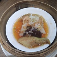 文菜華 - 蒸物
                    揚げてから蒸す。シイラ、翡翠茄子、蓮根、椎茸。