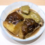 うを徳 - 2024.9 大間産エゾアワビ肝ソース うるかなす（うるかで炊いた新潟産りんごあめなす）