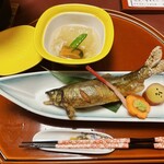 四季彩一力 - 子持ち鮎のかけ焼き　　冬瓜と南瓜の蟹餡