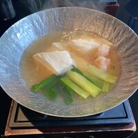 日本料理 京都 華暦 - とようけ屋山本の豆乳で寄せ豆富＆叩き海老　吉野仕立て