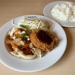 ジョイフル - 料理写真:豚肉の甘辛炒め＆ポテトコロッケ