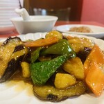 中華料理 愛福楼 - ① 茄子と豚肉の黒酢炒めセット