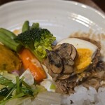 キッチン ブルー グローブ - マッシュルームソースを乗せて