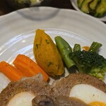 キッチン ブルー グローブ - 備え付け野菜のアップ