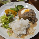 キッチン ブルー グローブ - ワンプレートにして