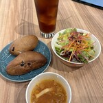 MOOMIN CAFE Karuizawa - Bread, Minestrone, Salad, Iced Tea