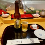 小笹寿し - とりあえず瓶ビールからね〜