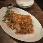 松記鶏飯 - カニ爪のチリクラブ｡玉子とトマトソースが絡んで濃厚｡食べやすくで助かります｡