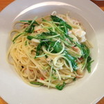 クッチーナ笑多 - ２０１４年３月３１日～４月５日のランチ「ズワイガニと水菜の白ワインスパゲッティ」（１，０００円）サラダ・パン・コーヒーor紅茶付