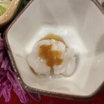 銀座 きた川 - 蛸の湯引き　ちり酢　食感良し