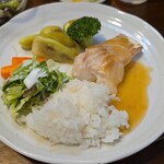 キッチン ブルー グローブ - ワンプレートにして