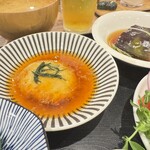 Tezukuri Shokudo Pumpkin - 豆腐と鶏の和風ハンバーグと茄子の煮びたし