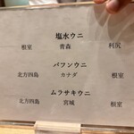 鮨 青海 - 食べ比べのウニの種類・産地