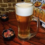 地鶏と鮮魚 焼き鳥職人 龍  - 生ビールとお通し