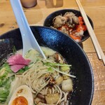 鶏そば炭や - 特製炭焼き鶏そば1200円焼鳥を明太子ご飯に!!