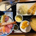 鬼が島 - 七種海鮮丼・エビフライ定食　¥1,300-