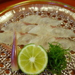 東京 芝 とうふ屋うかい - ほうぼうの薄造り