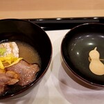 馬車道 大かわ - 焼胡麻豆腐と鴨の治部煮