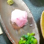 小舟の茶屋くりや - 奥がゆず塩、てまえはそば汁用