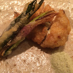 虎白 - 揚物：蛤・行者大蒜