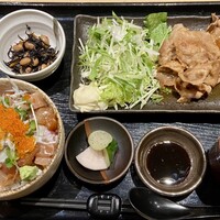 割烹 章月 - 豚生姜焼き定食＋ミニ海鮮丼