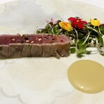 Restaurant Bellustar - 宮城県産マグロのマリネ　中平農園の長ネギ　ライムのヴィネグレット＆しょっつるソース