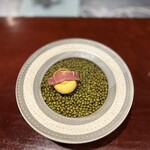 レストラン スノゥ - 「生ハムを使ったフィンガーフード」。この生ハムと前のサラミは唐津のものを利用しておられるとのこと。少し、縁を感じた瞬間です。