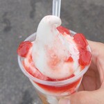 新藤フルーツ ICHIBA CAFE - ソフトクリーム 広島産ジャム トッピング (税込)500円 ※上から (2024.10.03)