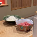 鮨 十兵衛 - 葱トロの準備