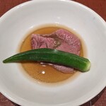 御所 岩さき - 和牛とオクラ　お出汁がたまらない