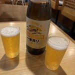 小料理 椿 - 薄張りグラス、瓶ビール♪40代最後の夜に乾杯！