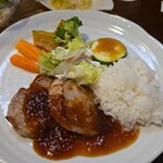 キッチン ブルー グローブ - ワンプレートにして