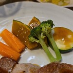 キッチン ブルー グローブ - 備え付け野菜のアップ