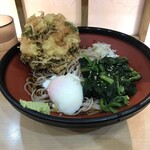そばの神田東一屋 - アサソバビンボー！　
      冷し朝そば＋えびかき揚げ！
