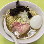 煮干中華ソバ イチカワ - 「煮干ソバ 白」751円+「出汁打込み式味玉」100円（2014年4月　西武池袋本店に「煮干狂會」として出店）