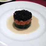 マレナSHIMA フレンチ - キャビアとサーモンフュメのタルタル　ポワロー添え